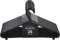 Roe Tenpo Coat Hangers, 25 Pack, Black | Adult Plastic Clothes Hangers for Clothes | Durable & Lightweight | Non-Slip, Space-Saving Design for Shirts, Jackets, Trousers & More (25 Pack)