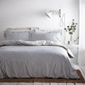 furn. Yard Hebden Mélange Stripe Cotton Duvet Set – Ultra Soft Reversible Striped Bedding (Navy – Super King)