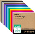 Cricut Value Vinyl | 25 Sheets | 30.5 cm x 30.5 cm (12" x 12") | Self Adhesive Permanent Vinyl for All Cricut Cutting Machines | Variety Pack