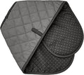 Grey Double Oven Gloves – Heat Resistant Silicone Gloves for Baking, Cooking, BBQ – Extra Long, Non-Slip Grip, Machine Washable