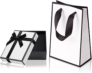 Aucuu Small Gift Box and Gift Bag, 9x7x3cm Jewellery Gift Box and Paper Gift Bag, Bow-knot Gift Boxes with Lid for Jewellery Rings Earrings Necklace Bracelet, for Gifts Weddings Birthdays Christmas