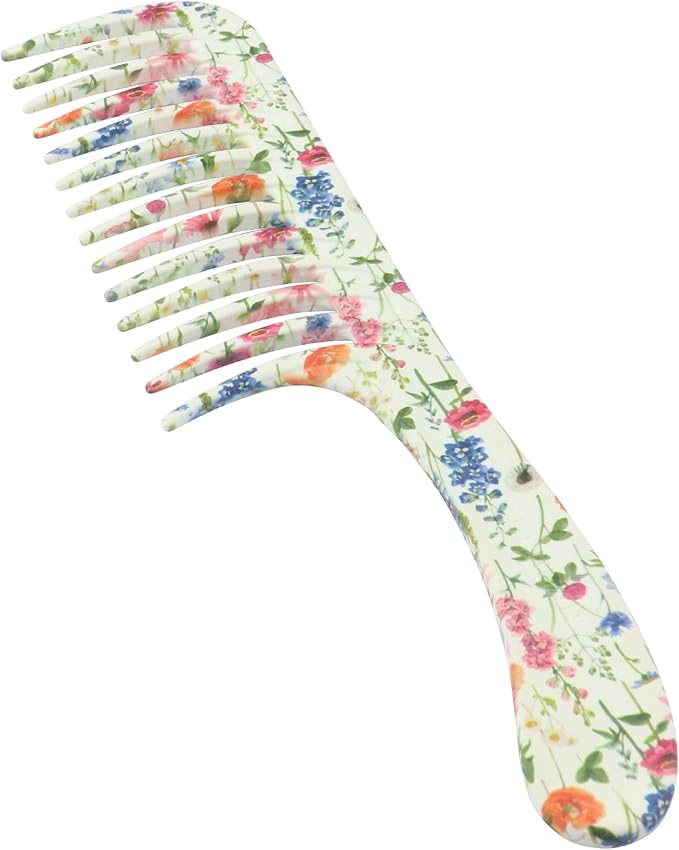 Denman Wide Tooth Detangling Comb - Curved Pin For Detangling, Curl Defining, Smoothing - Wet Comb For All Hair Types, Women and Men, D28 Blue Belle