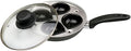 Easy Shopping® 4 Cup Egg Poacher Pan Non Stick Egg Poaching Pan Aluminium Poached Egg Maker, 20cm with Glass Lid and Grip Black Handle