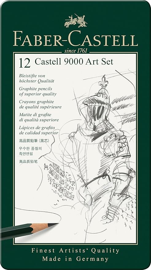 Faber-Castell 9000 Art Set, 12 x Pencils In a Stylish Tin