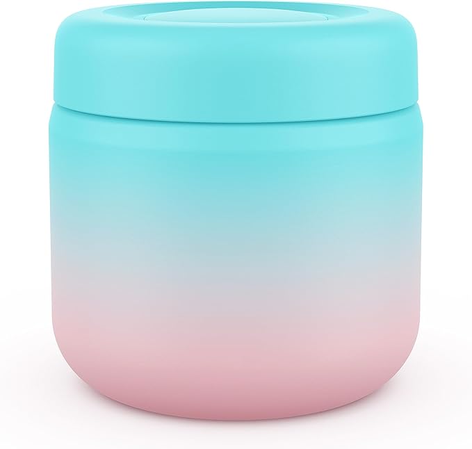 WayEee Food Flask,Durable Stainless Steel Food Flasks for Hot Food, 385ml Leak-Proof Soup Flask for 5 Hours Hot & 7 Hours Cold(Candy)