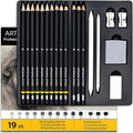 Drawing Pencils, (12B to 4H) 10 Graphite, 3 Charcoal Sketching Pencils, Blending Stumps, Erasers & Sharpeners for Drawing, Sketching, Shading, Drafting and Illustrations