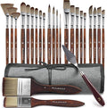 Professional Synthetic Acrylic Paint Brushes-25PCS Multi-Shaped for Artists-Flat, Filbert, Fan, Cat Tongue, Round, Angle, Rigger