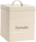 Harbour Housewares Vintage Biscuit Tin - Cream - Metal Kitchen Biscuit Barrel Box Storage Bin Canister Cookie Jar Caddy Container