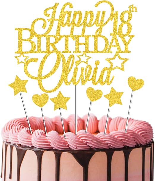 Personalised Custom Cake Topper with Any Name & Any Age Elegant Party Cake Decoration Gift for Milestone Birthdays and Special Celebrations