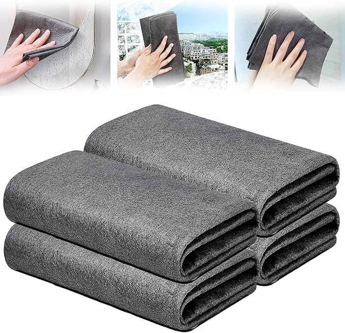 Medium size Magic Cleaning Cloths for Glass 4pcs,Reusable Cleaning Rag Super Soft Premium Streak Free Washable Cloth Duster for Home,Kitchen,Cars Glass Window