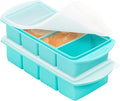 Soup Freezer Container, 2 Packs Silicone Freezer Mould with Lid, Large Ice Cube Tray, 4-Compartment Meal Prep Food Soup Storage Containers, Blue