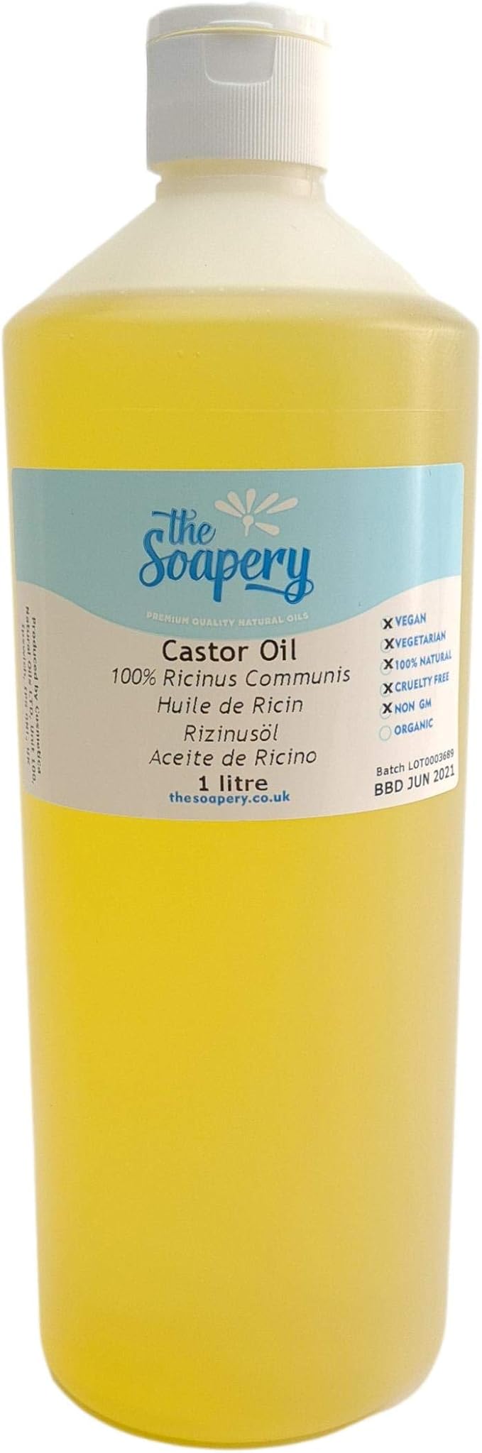 The Soapery Castor Oil - 1 Litre - Pure and Cold Pressed