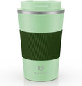 CS COSDDI Travel Mugs, Insulated Coffee Cup with Leakproof Lid - Reusable Coffee Cups Travel - Car Coffee Cup - Stainless Steel Coffee Mug for Hot and Cold Water and Tea (Olive Green, 380 ml)
