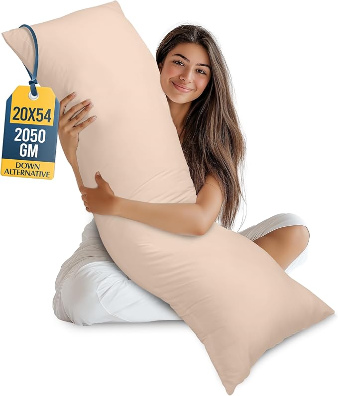 Utopia Bedding Bolster Pillow,Full Body Pillow, Soft Hollowfiber Filling, Long Pregnancy Pillow for Maternity Support and Side Sleeper (Beige, 50x135 cm (Pack of 1))