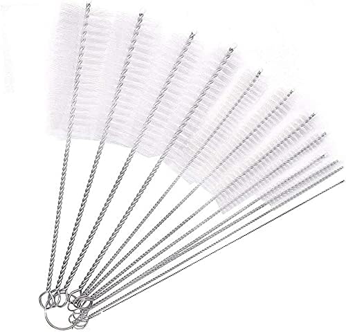 Pipe Tube Brush Pipe Cleaning Brushes, Nylon Drinking Straws Cleaner Brush 10 Pieces set for Washing Kettle Spout, Teapot Nozzle White