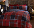 Argyle King Size Quilt Duvet Cover and 2 Pillowcase Reversible Bedding Bed Set, Tartan Check - Red