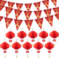30Pcs Chinese New Year Decorations 2026,10Pcs Red Chinese Lanterns and 20Pcs New Year Bunting Banner Traditional Hanging Decorations for Horse Year Spring Festival Party Supplies