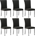 Upholstered Dining Chairs Set of 6, Modern Velvet Kitchen Chairs with Rolled Back Design and Metal Legs, High Back Dining Chairs for Dining Room, Living Room, Home, Office (Black)