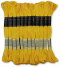 Pack of 12 Premium Embroidery Thread | 100% Egyptian Cotton Premium Skeins | Cross Stitch Embroidery Floss | Oeko TEX Certified Stranded Cotton | Ideal for Arts & Crafts (Lemon Yellow 290)