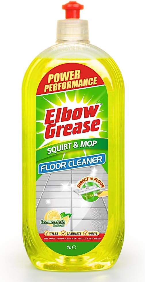 Elbow Grease Squirt & Mop Floor Cleaner | Direct to Floor Cleaning | Suitable for Tiles, Laminate & Vinyl Flooring (Lemon, 1L)