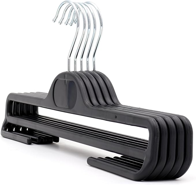 The Hanger Store 20 Black Plastic Coat Hangers with Bar for Trousers-Choose Pack Size & Colour