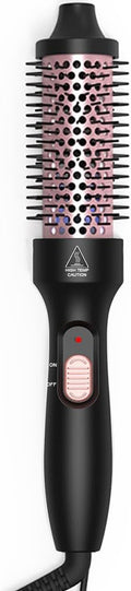 Thermal Brush, 32mm Barrel Hot Hair Brush Heated Round for Women, Heated Curling Iron Create Natural Curls Dual Voltage, UK Plug, Rose Gold
