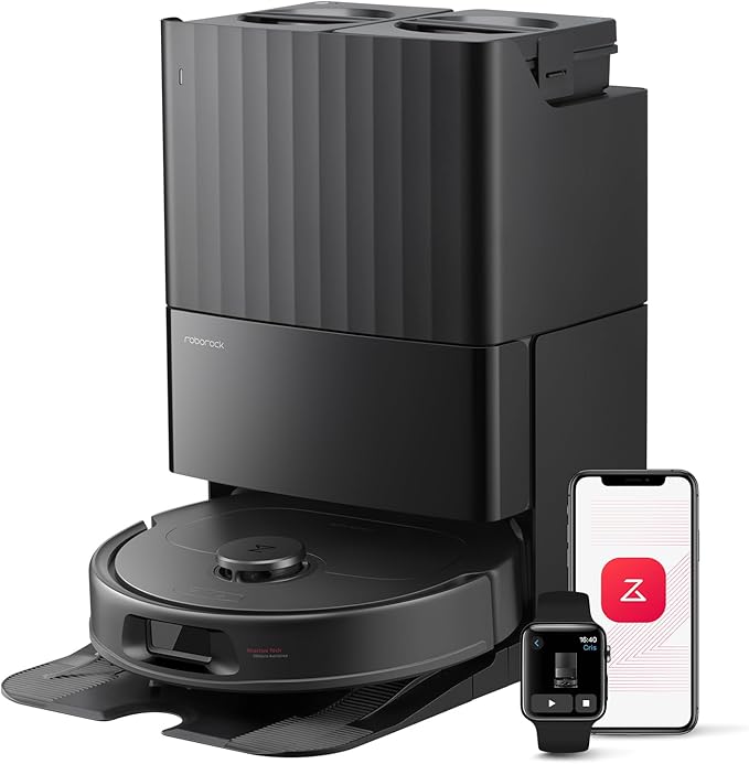 roborock Qrevo Series Robot Vacuum Cleaner with Mop, 10,000Pa Suction, Upgraded from Qrevo S, Dual Anti-Tangle Brushes, Smart Obstacle Avoidance, Auto Mop Washing&Drying, All-in-One Dock,Black(QV 35S)