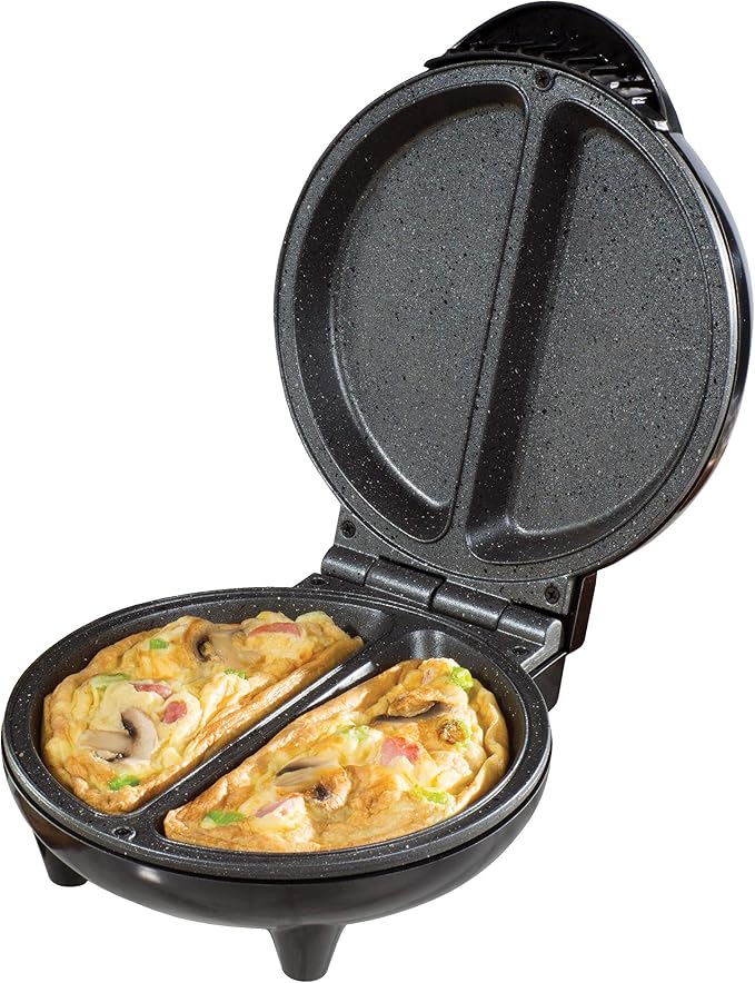 Daewoo Deep Fill Omelette Maker, Dual Non-Stick Plates, Electric 750W Omelette Cooker, Fast, Fluffy Homemade Omelettes – Compact & Easy Clean Breakfast Appliance