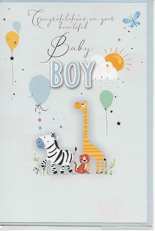 Baby Boy Newborn Greeting Card 20 x 14 cm Congratulations Beautiful