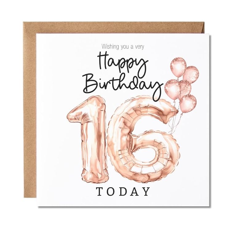 Maise & Rose 16th Birthday Card For Her | Girls 16th Birthday Card | Sweet 16 Birthday Balloon Card | P193