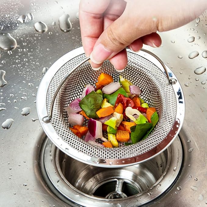 2 Pack Kitchen Sink Strainer, Sink Plug Strainer with Handle, sink Food Catcher, Shower Hair Catcher, Anti-Clogging, Outer Diameter 11cm, Inner Diameter 8cm, Height 2cm