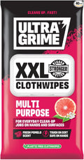 UltraGrime Multi-Purpose Pomelo XXL+ Biodegradable Cleaning Wet Wipes - Plastic Free Pomelo Scented Indoor Dirt & Grime Wipes - Multi-Purpose Heavy-Duty Cleaning Cloths (40 Thick Large Wipes)