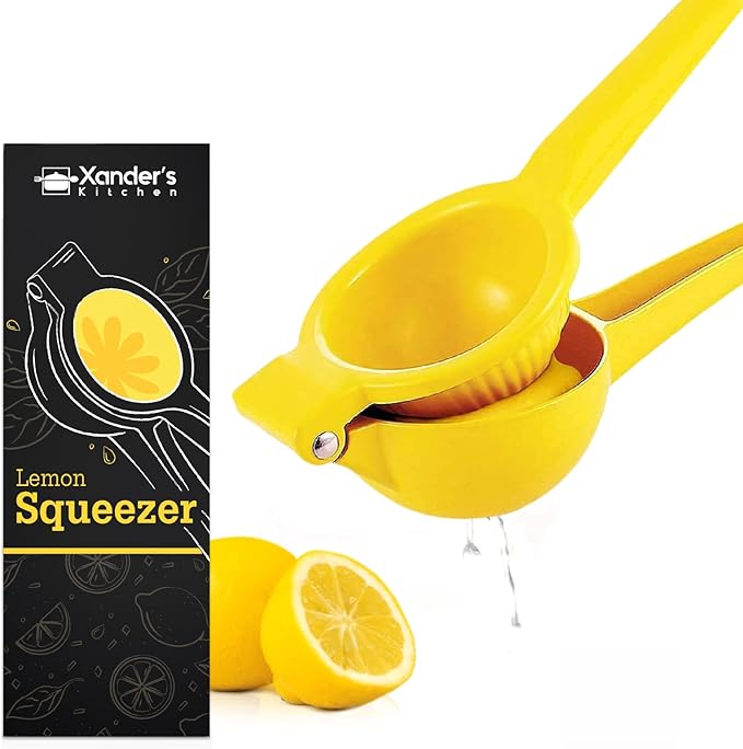 Xander’s Kitchen Lemon Squeezer – Lemon Juicer Squeezer for Kitchen – Durable Aluminium Lemon Squeezer Press – Manual Juice Squeezer for Lime, Lemon, Orange – Ideal for Lemonade, Cocktails, Bars