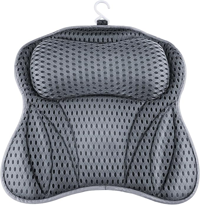 Bath Cushion, Shodiffy Bath Cushion 4D Mesh Headrest with 6 Non-Slip Suction Cups Can Support Head, Neck, Back, for Bathtub, Home Spa