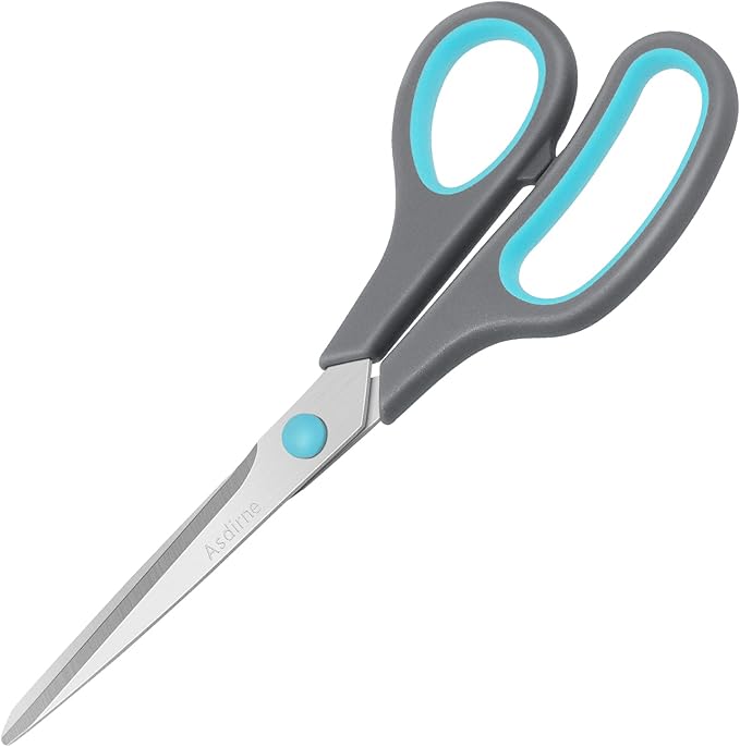 Scissors, Stainless Steel Blades, Soft Grip Handle, Suitable for Households,Offices and Schools, All Purpose, Blue/Grey, 21.5 cm