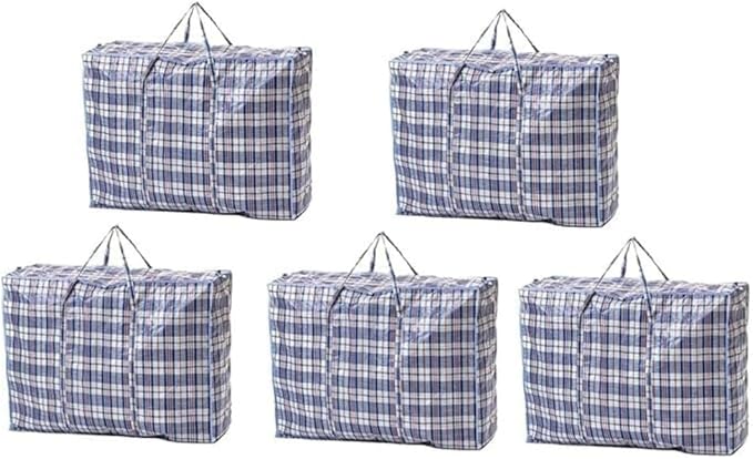 5 Pack Extra Large Jumbo Zipped Storage Bags (100x60x28cm) – Strong, Reusable Laundry & Storage Bags for Clothes, Bedding & More