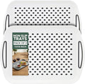 Zuvo Anti-Slip Food Serving Tray with Handles (Set of 2) – BPA-Free Plastic, Lightweight & Durable – Non-Slip couch Trays for Eating & Drinks (White)