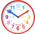 Acctim Wickford Kids Teaching Wall Clock Quartz Rainbow Dial Quarter Markers Red 20cm 22524