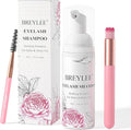 Eyelash Extension Cleanser, BREYLEE Eyelash Shampoo Eyelash Extension Foam & Brushes Eyelid Cleanser for Makeup Remover Paraben & Sulfate & Oil Free for Salon and Home Use