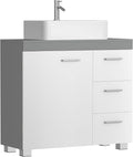 VASAGLE Under Sink Bathroom Cabinet, Storage Cabinet, with 3 Drawers, 2 Compartments Behind the Door, for Washbasins with Pedestal, with Feet, 30 x 70 x 64 cm, Cloud White and Dove Grey BBK504W02