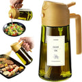 TrendPlain 470ml Olive Oil Spray Bottle - 2 in 1 Olive Oil Dispenser Bottle for Kitchen Accessories - Kitchen Gadgets, For Air Fryer - with Stickers, Light Blocking - Yellow