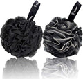 Bath Sponge Shower Puff Shower Loofah for Adults Men Women Bath Body Exfoliating Scrub Black 2 Piece