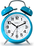 Super Loud Alarm Clock for Heavy Sleepers, Retro Twin Bell Design, 4-Inch Silent Non-Ticking Quartz with Backlight, Metal Bedside Clock for Children’s Room (Sky Blue)