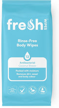 FreshWipes Antibacterial Body Wet Wipes For Adults 1 Pack (12 Wipes) - Coconut Breeze - Extra Large Biodegradable - Dermatologically Tested & Suitable for the Elderly or Disabled - Great for Camping