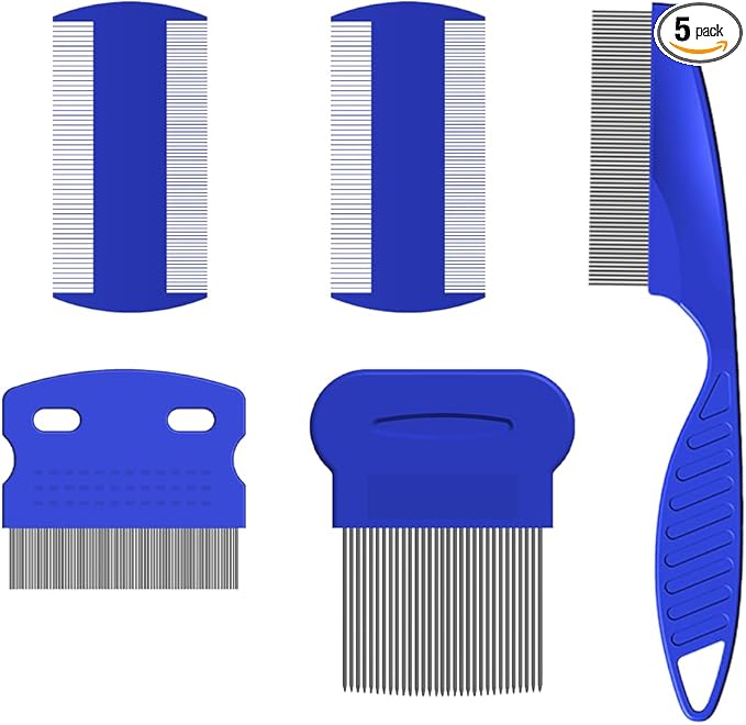Comb, 5 Pcs Double Sided Combs, Stainless Steel Tooth Comb, Hair Styling Comb Set