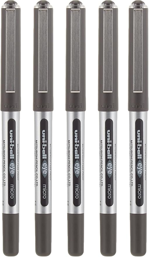 uni-ball Eye Micro UB150 Rollerball Black 5 piece blisterpack
