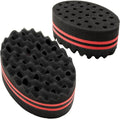 2 Pcs Big and Small Holes Hair Sponge Brushes, Afro Coils Hair Curls Brushes, Barbers Wave Hair Sponge Brush, Double Sides Hairbrushes for Dreads, Home and Barber