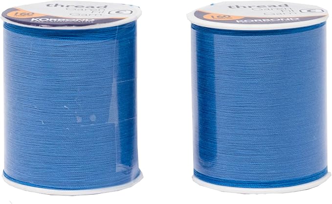 Korbond 320m Sewing Thread– 2 x 160m Spools - Blue Polyester – Hand and Machine Sewing