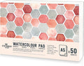 STATIONERY ISLAND Watercolour Paper A5 Pad, 50 Sheets - Natural White 300gsm Glue Bound, Cold-Pressed Texture, Watercolour Sketchbook for Painting, Drawing and Mixed Media