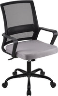 T-THREE.Adjustable office chair, ergonomic mesh swivel seat, with lumbar support, height adjustment, 360° rotation, and tilt function, mesh backrest for home office(Grey&Black)